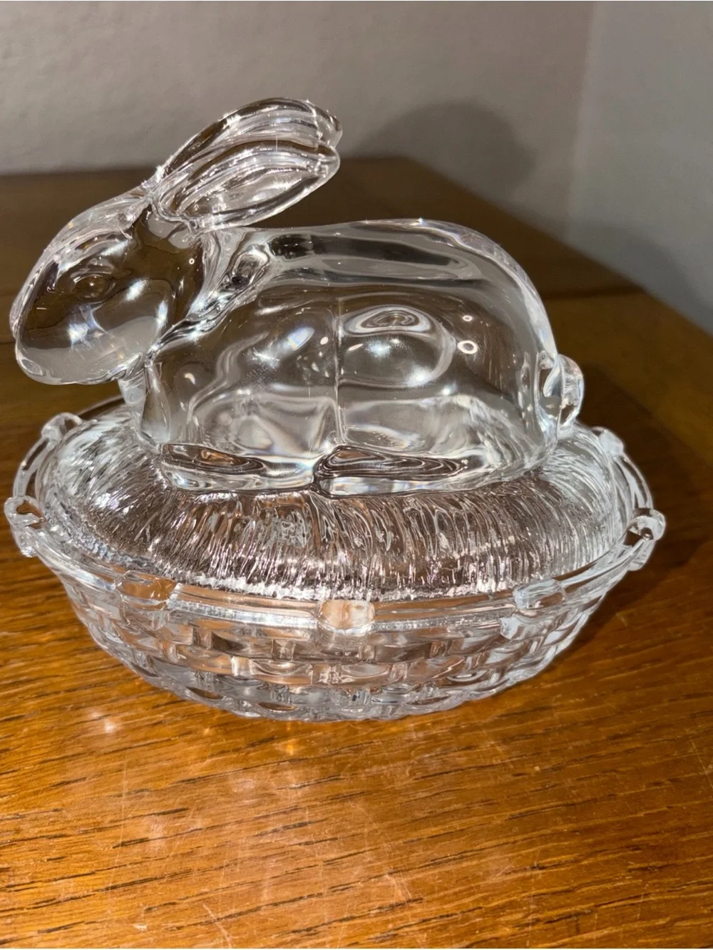 Glass Bunny On Nest Williams Sonoma with Tag Easter Glass Rabbit